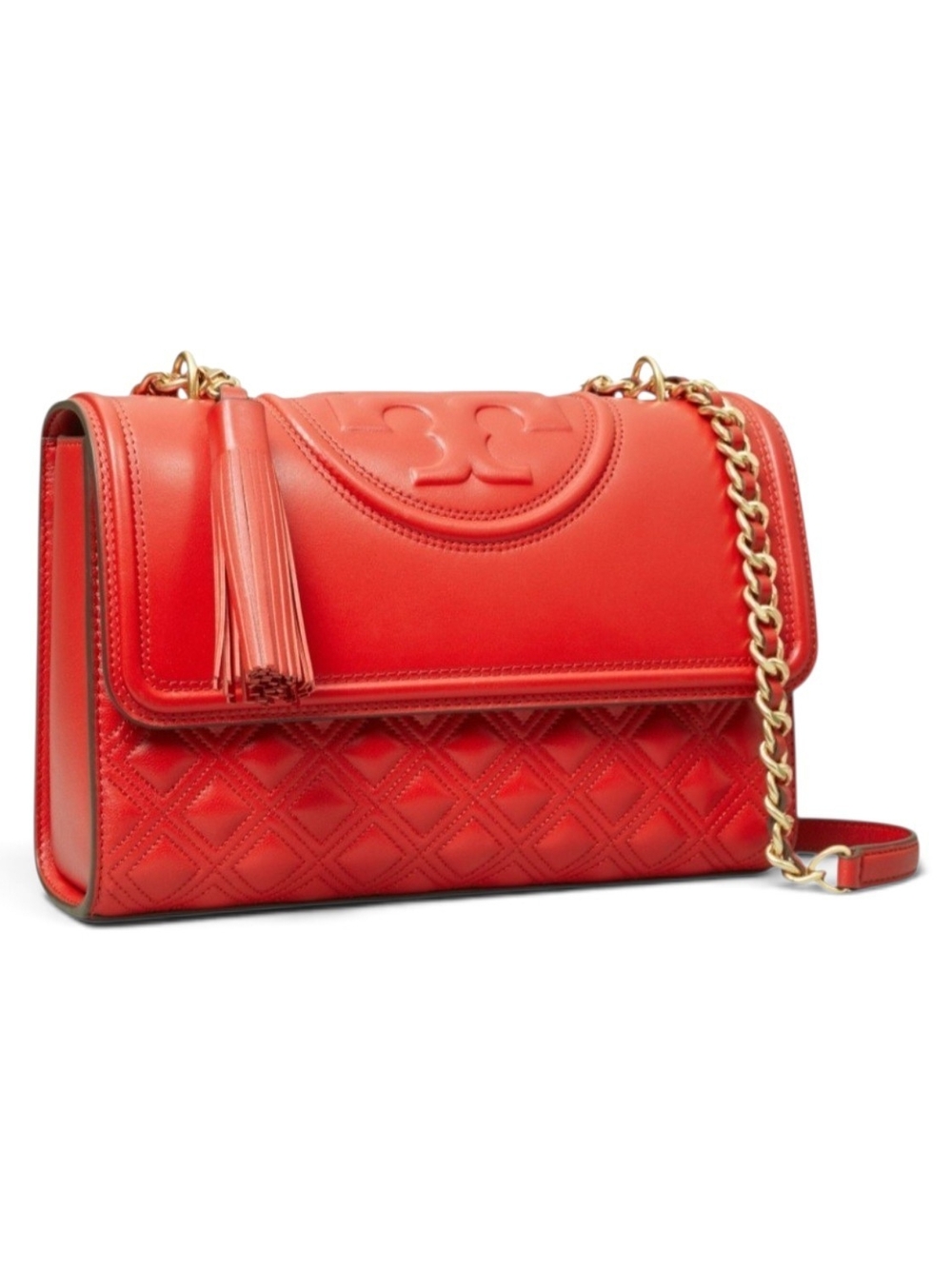 Tory Burch Fleming Quilted Red Leather Shoulder Bag